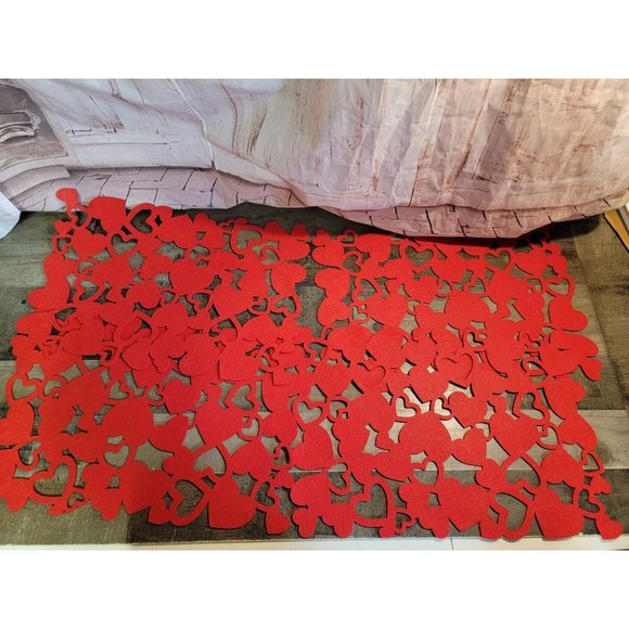 Valentines day placemat heart love red set - Picture 1 of 5